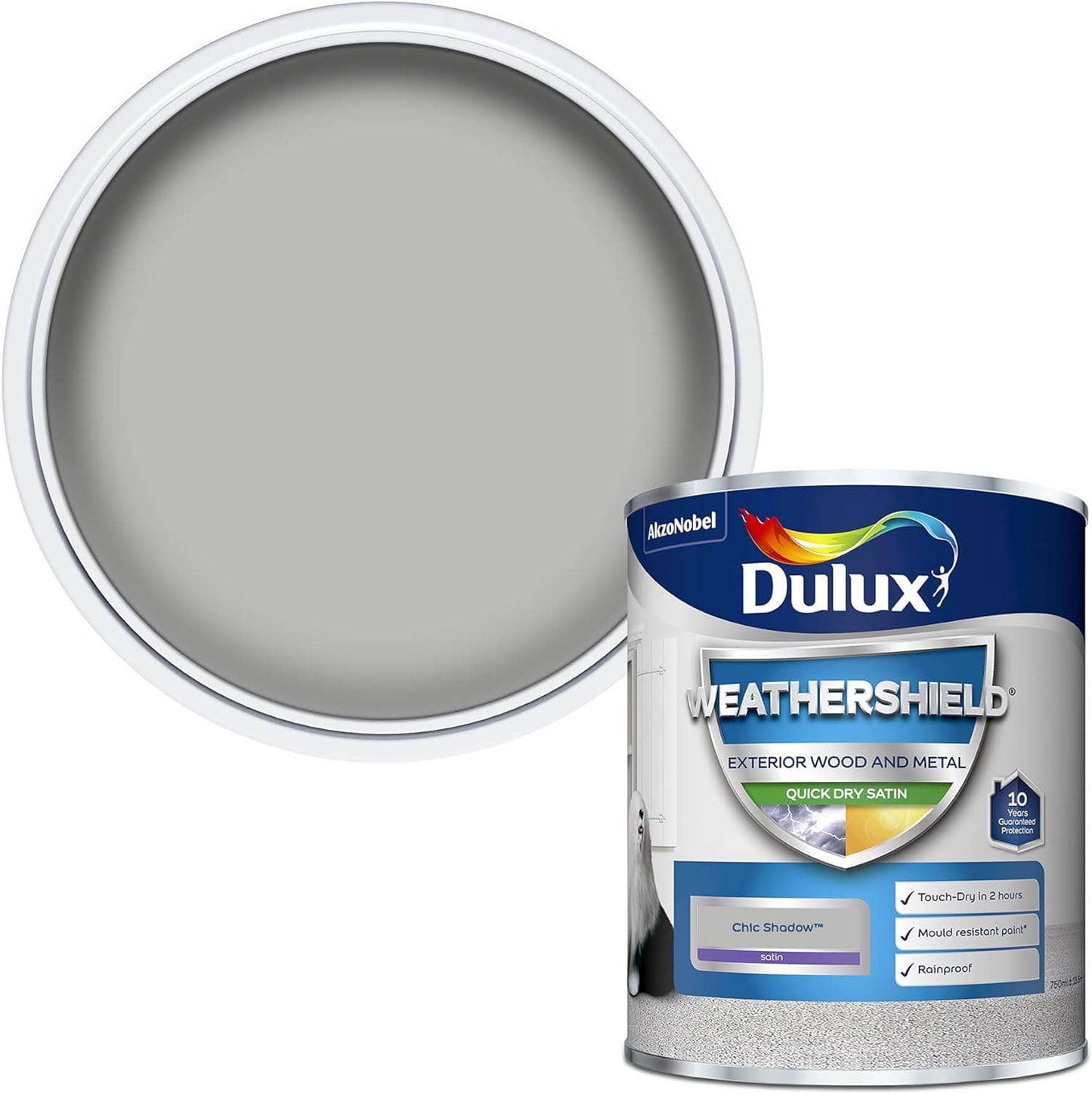 Paint - Dulux Weathershield Satin 750ml - Chic Shadow - 60003446