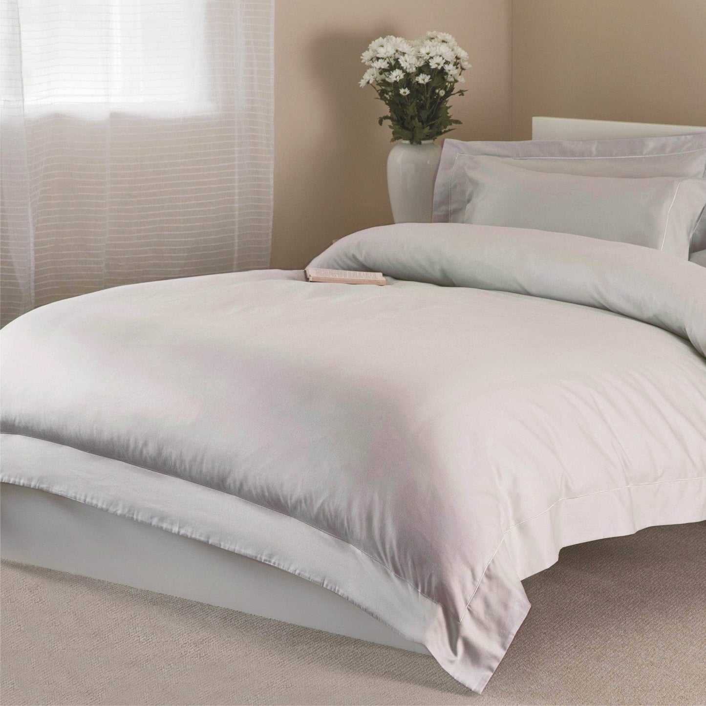 Homeware - Egyptian Cotton 400 Count Oxford Duvet Cover - Platinum -