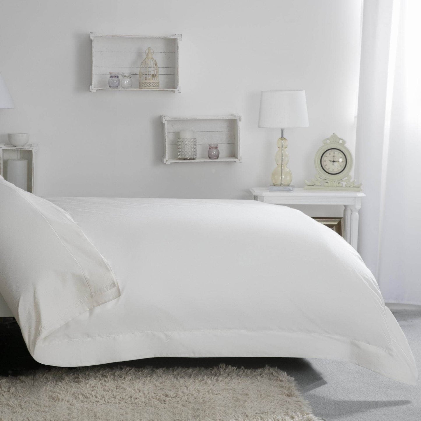 Homeware - Egyptian Cotton 400 Count Oxford Duvet Cover - Ivory -