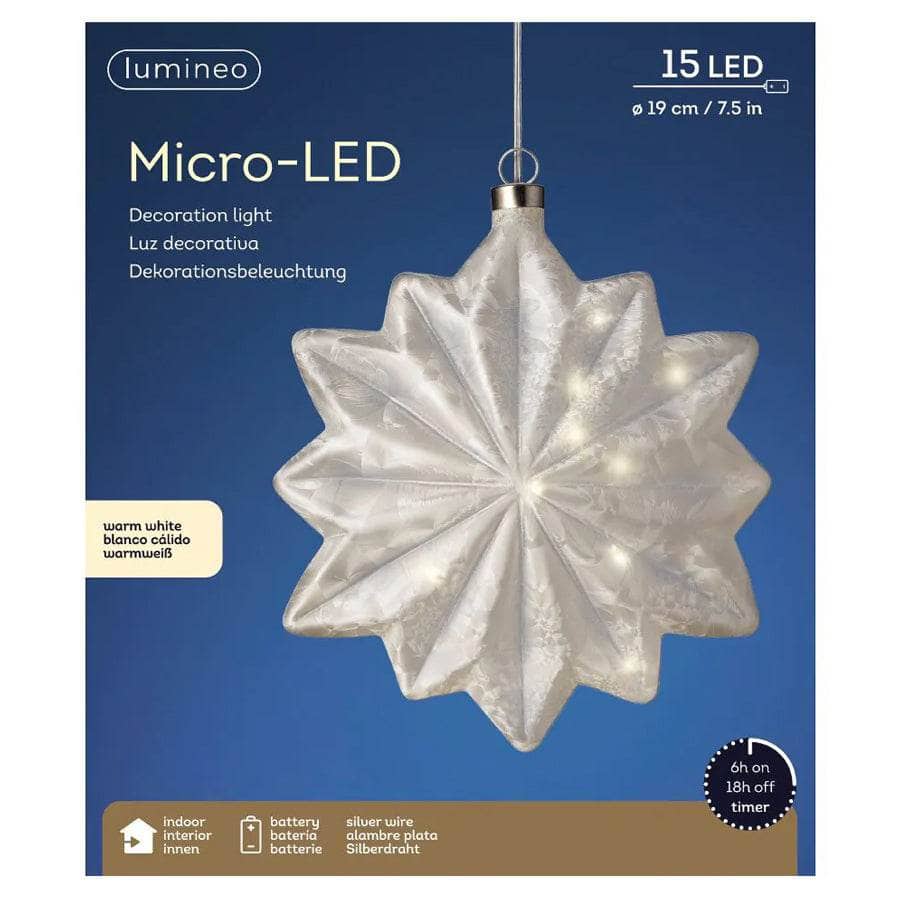 Frosted White Micro LED Flower Decoration - 19cm- 60008538