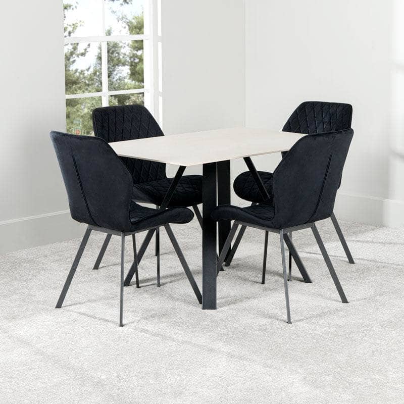 Furniture -  Girona 120cm Dining Table & 4 Vancouver Black Dining Chairs  -  60009307
