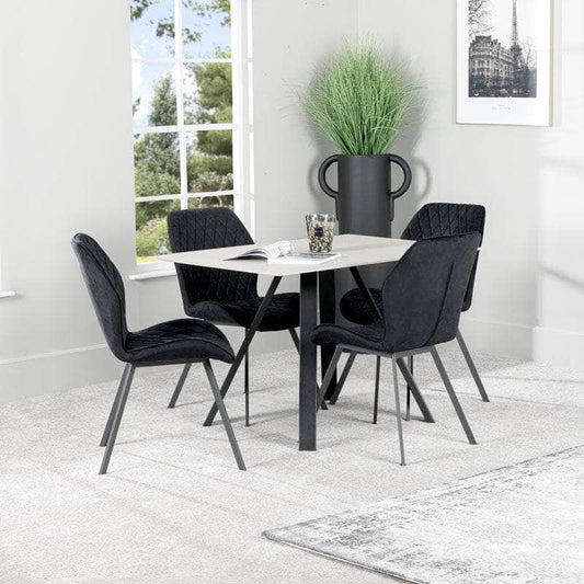 Furniture  -  Girona 120cm Dining Table & 4 Vancouver Black Dining Chairs  -  60009307
