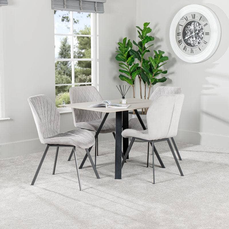 Furniture  -  Girona 120cm Dining Table & 4 Vancouver Silver Chairs  -  60009309