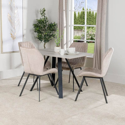  -  Girona 120cm Table & 4 Vancouver Taupe Chairs  -  60009310