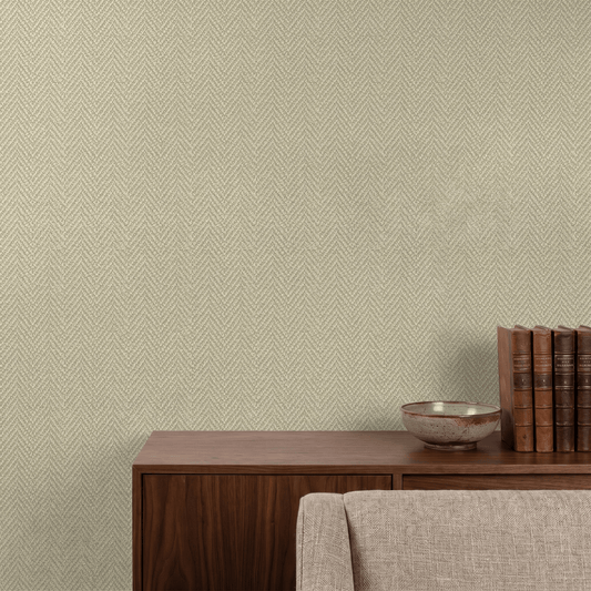 Wallpaper - Grandeco Antiga Herringbone Sage Wallpaper - A86204 - 60486509