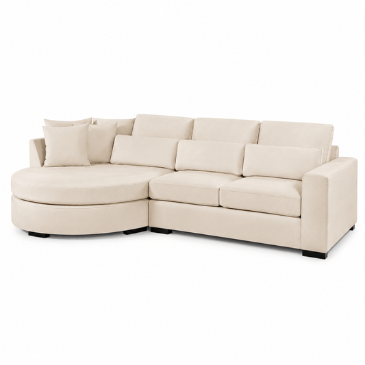Furniture - Hallie LHF Corner Sofa - Cream - 60486618