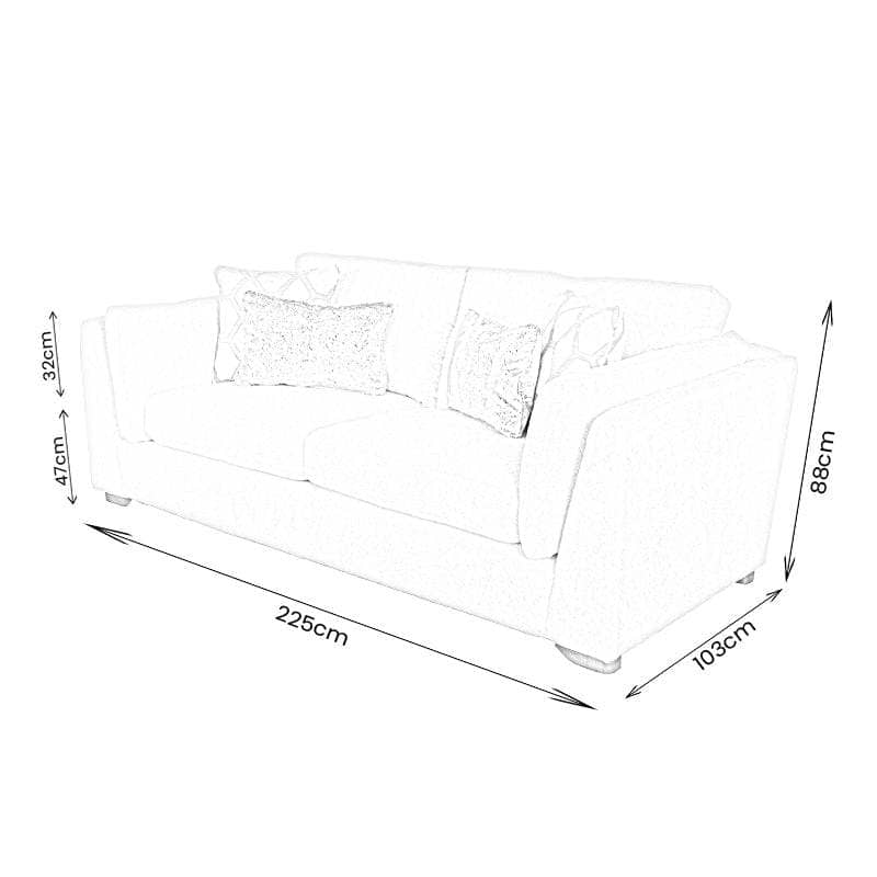 Furniture - Houston 3 Seater Sofa - Ivory - 60013366