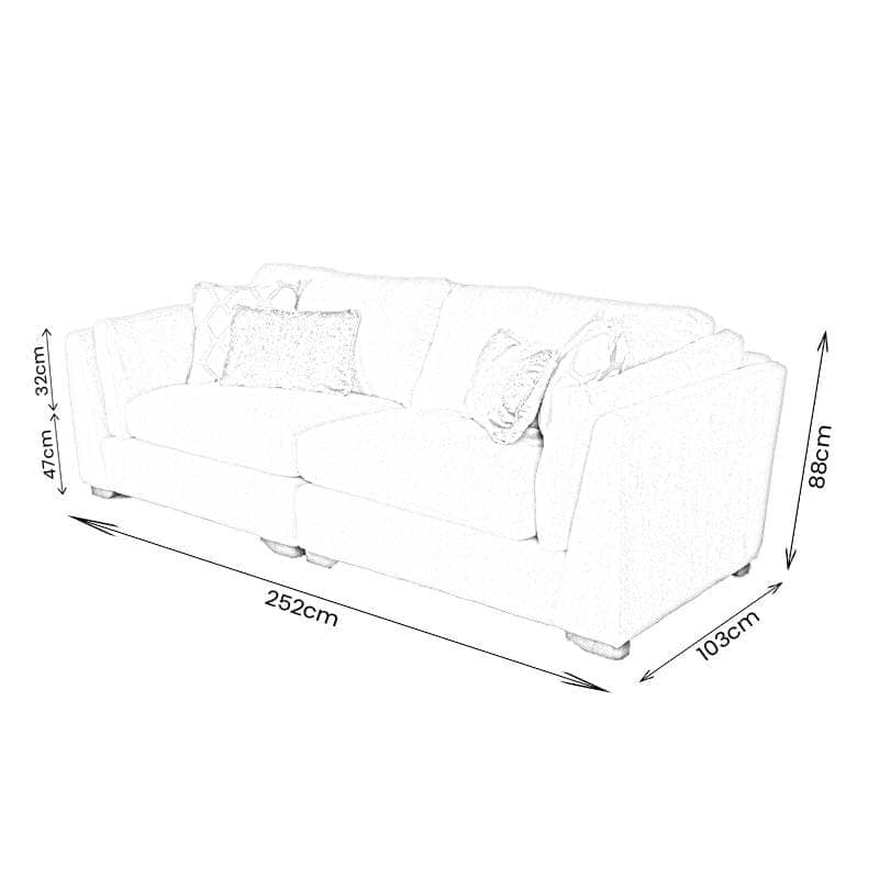 Furniture - Houston 4 Seater Sofa - Ivory - 60013365