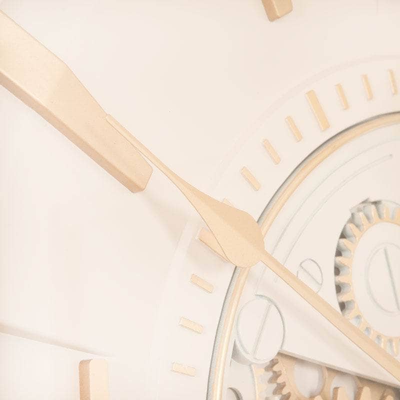 Homeware - Tempered Glass Cream & Gold Wall Clock - 59cm - 60011550