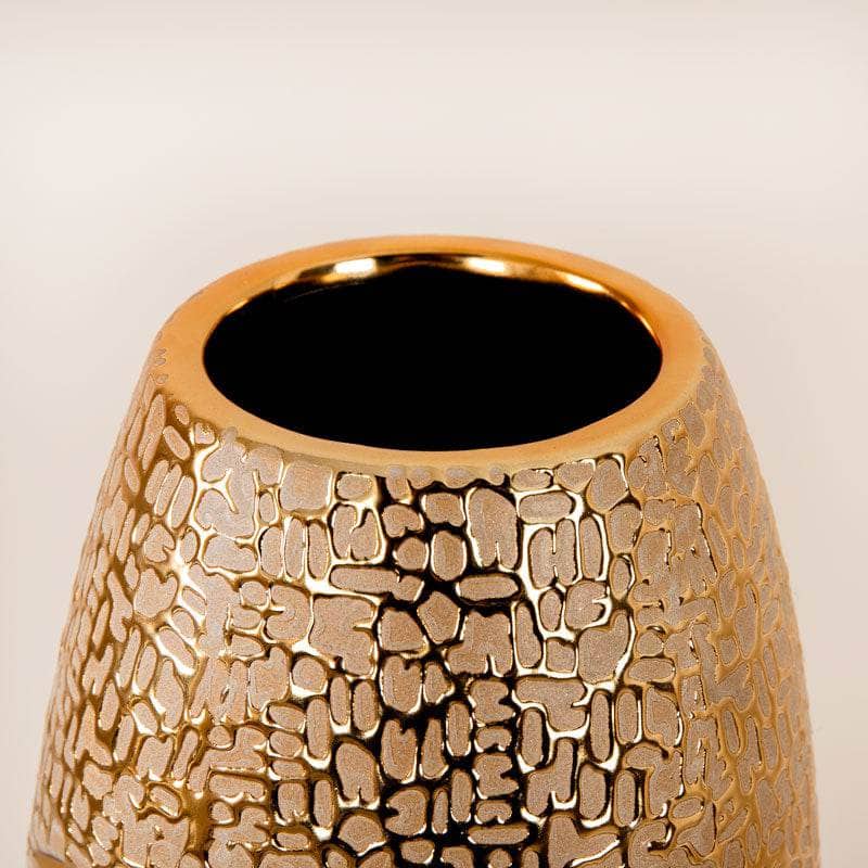 Homeware - Textured Gold Ceramic Face Vase - 31cm - 60011684