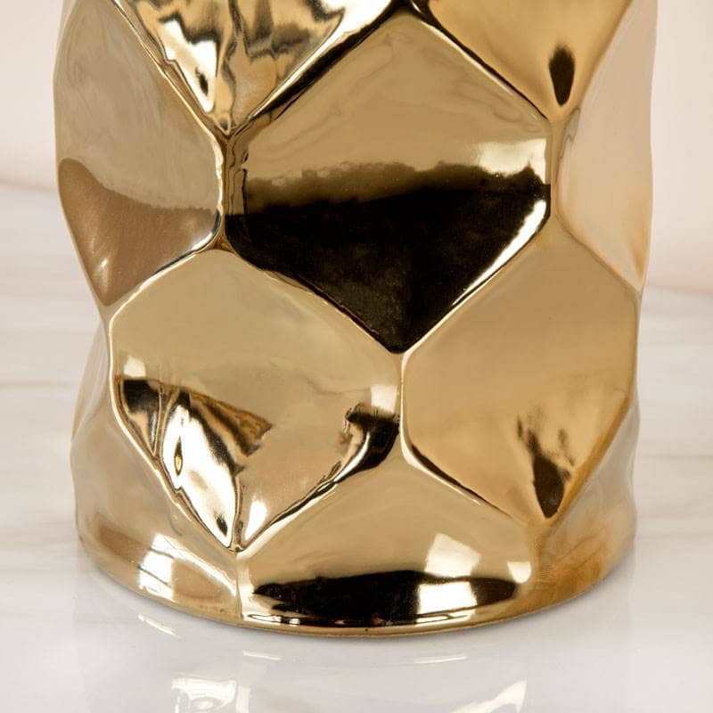 Homeware - Gold Hexagon Design Vase - Medium - 60011656