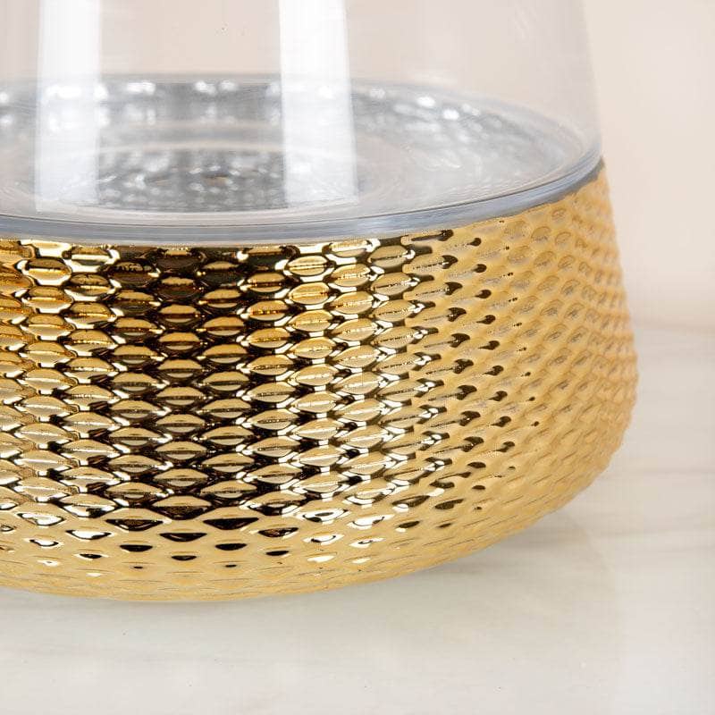 Homeware - Gold & Clear Glass Candle Holder - 26cm - 60011697