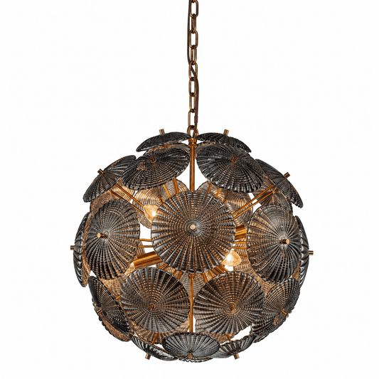 Lights - Iron & Glass 6 Light Chandelier - Smoke Glass - 60486003