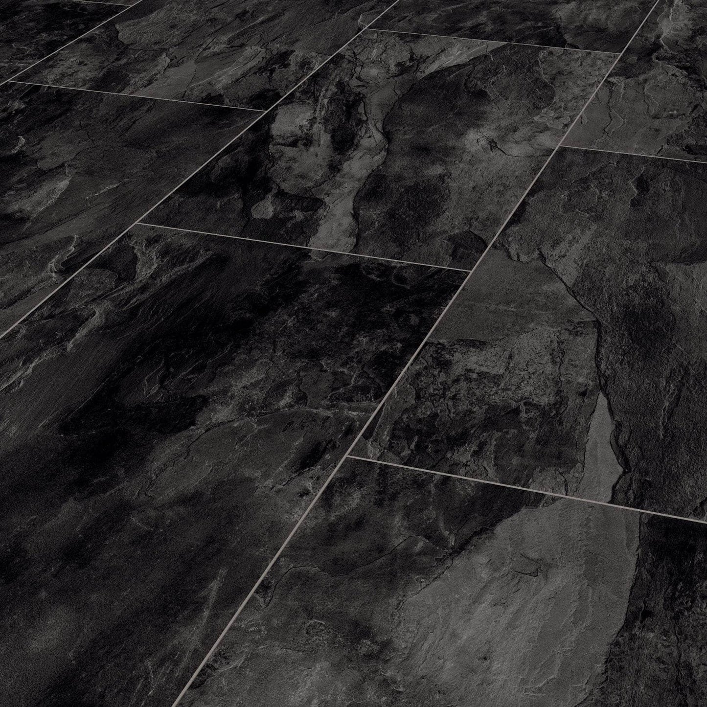 Flooring & Carpet - Krono Atlantic Nightfall Slate 8mm Tile Laminate Flooring (2.32m² Pack) - 60011171