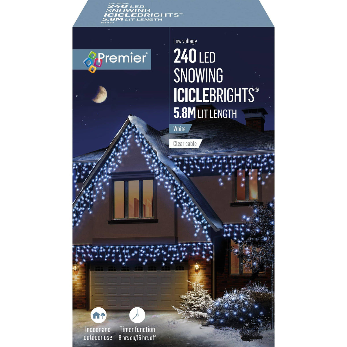 Christmas - 240 Snow Icicle Christmas Lights - White - 60487864
