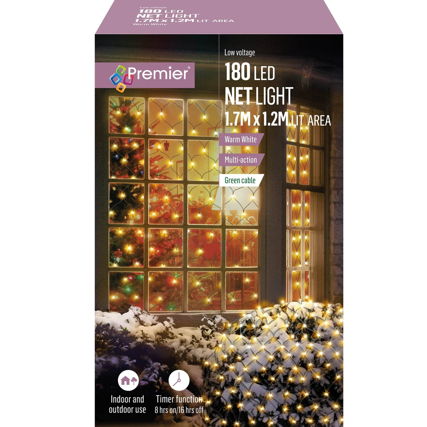 Christmas - 180 Warm White Multi Action Led Christmas Net Light - 50092133