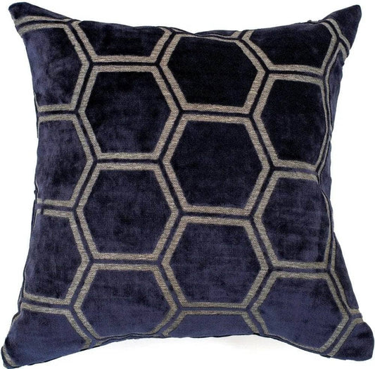 Homeware  -  Large Hexagonal Cut Velvet Cushion - Navy  -  60009129