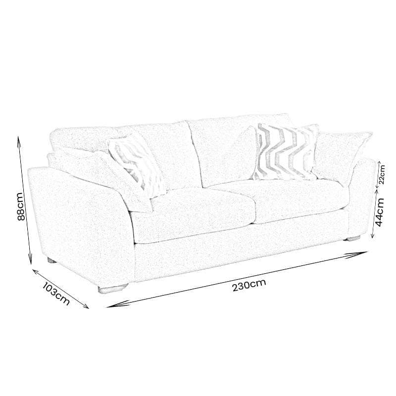 Furniture - Louisiana 3 Seater Sofa - Grey - 60013369