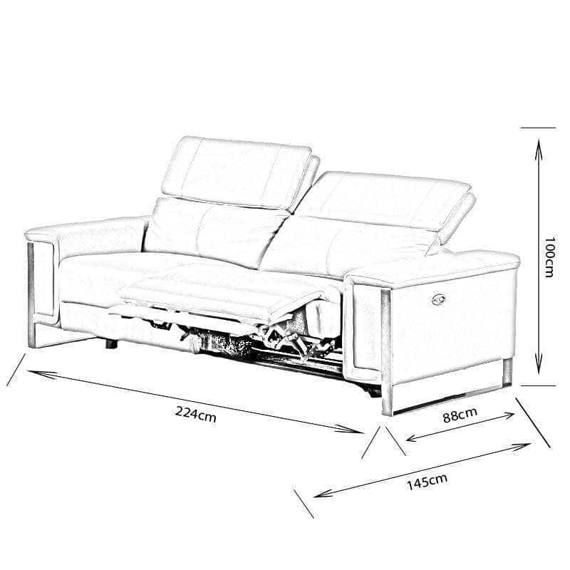 Furniture - Lucca 3 Seater Power Recliner Sofa - Grey - 60008952