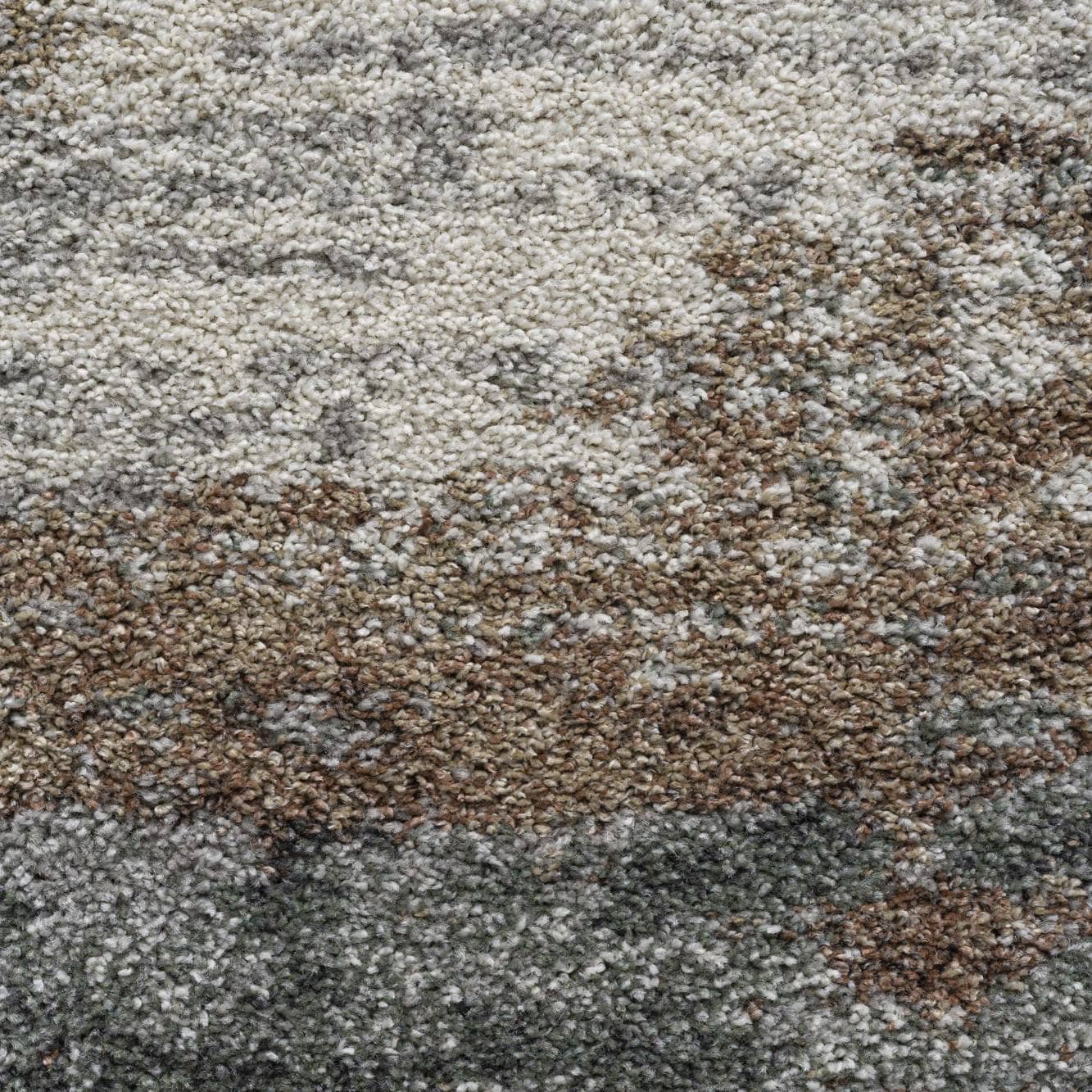 Mehari Green Cloud Rug detailed abstract pattern in green grey taupe and cream