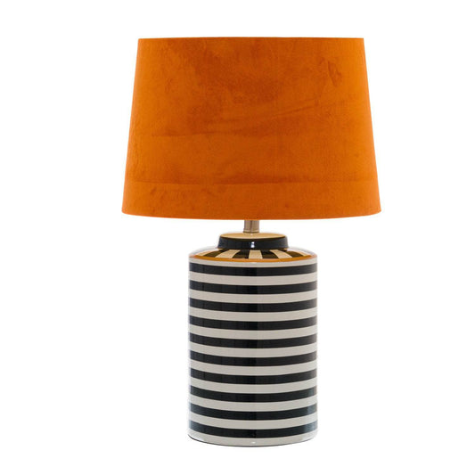 Lights  -  Monochrome Ceramic Lamp With Burnt Orange Shade  -  60006626
