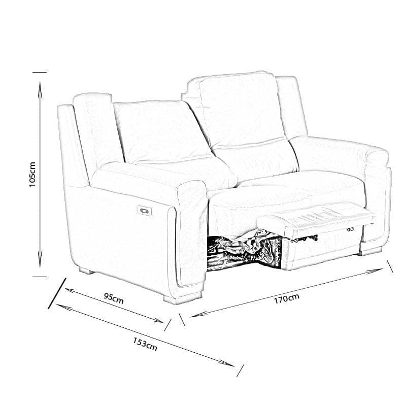 Furniture  -  Monza 2 Seater Power Sofa - Brown  -  60010291