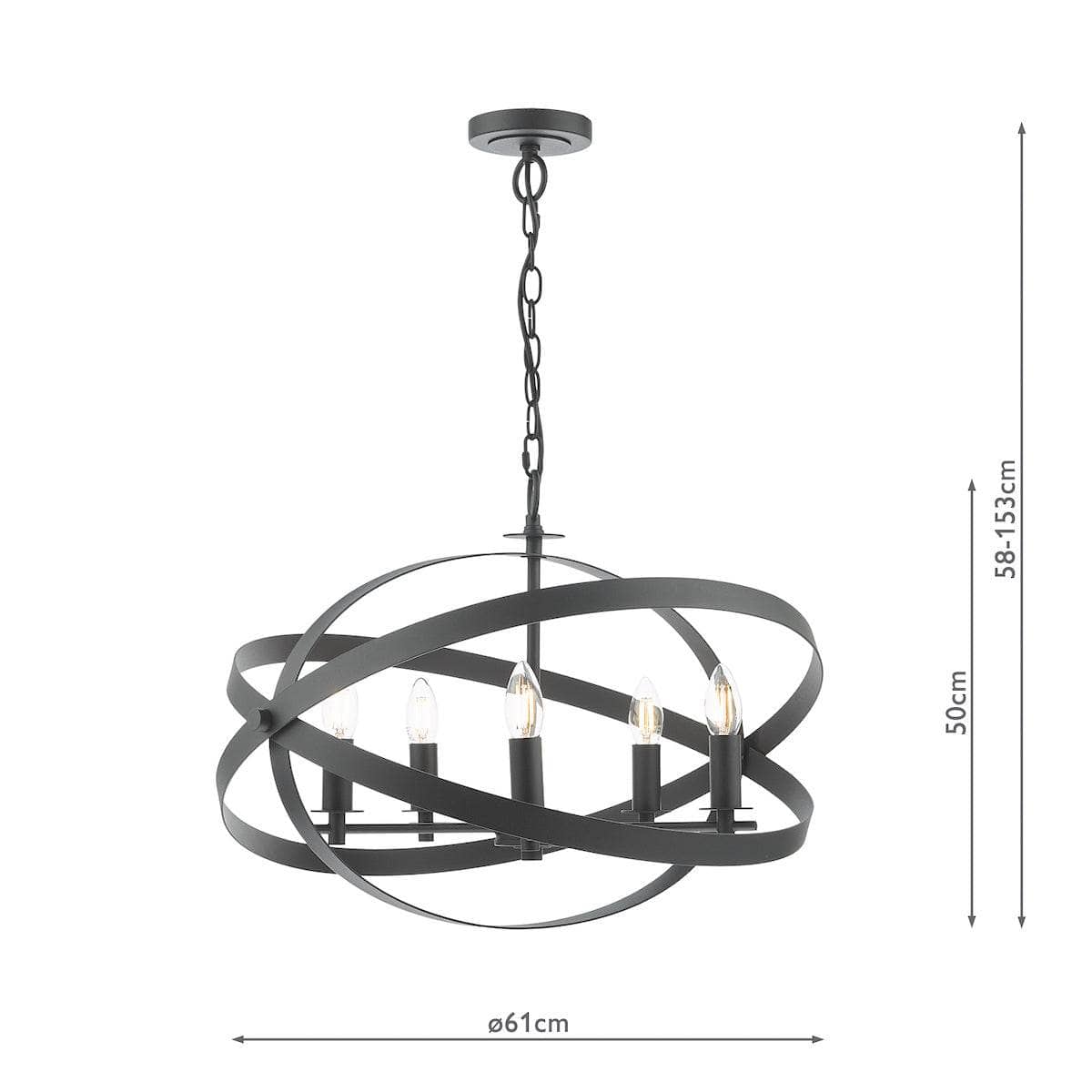 - DAR NITYA 5LT PENDANT MATT BLACK NIT0522 - 60009279