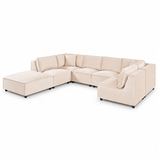 Furniture - Nahla Corner Sofa - Cream - 60486604