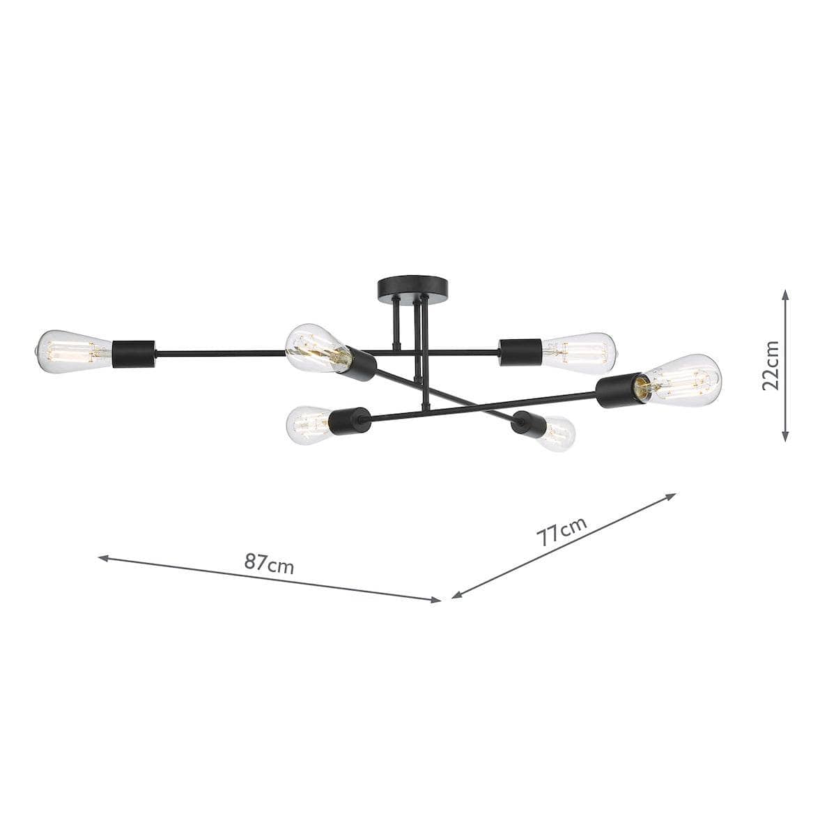 Lights - Neve Matt Black Flush 6 Light - Nev6422 - 60001653