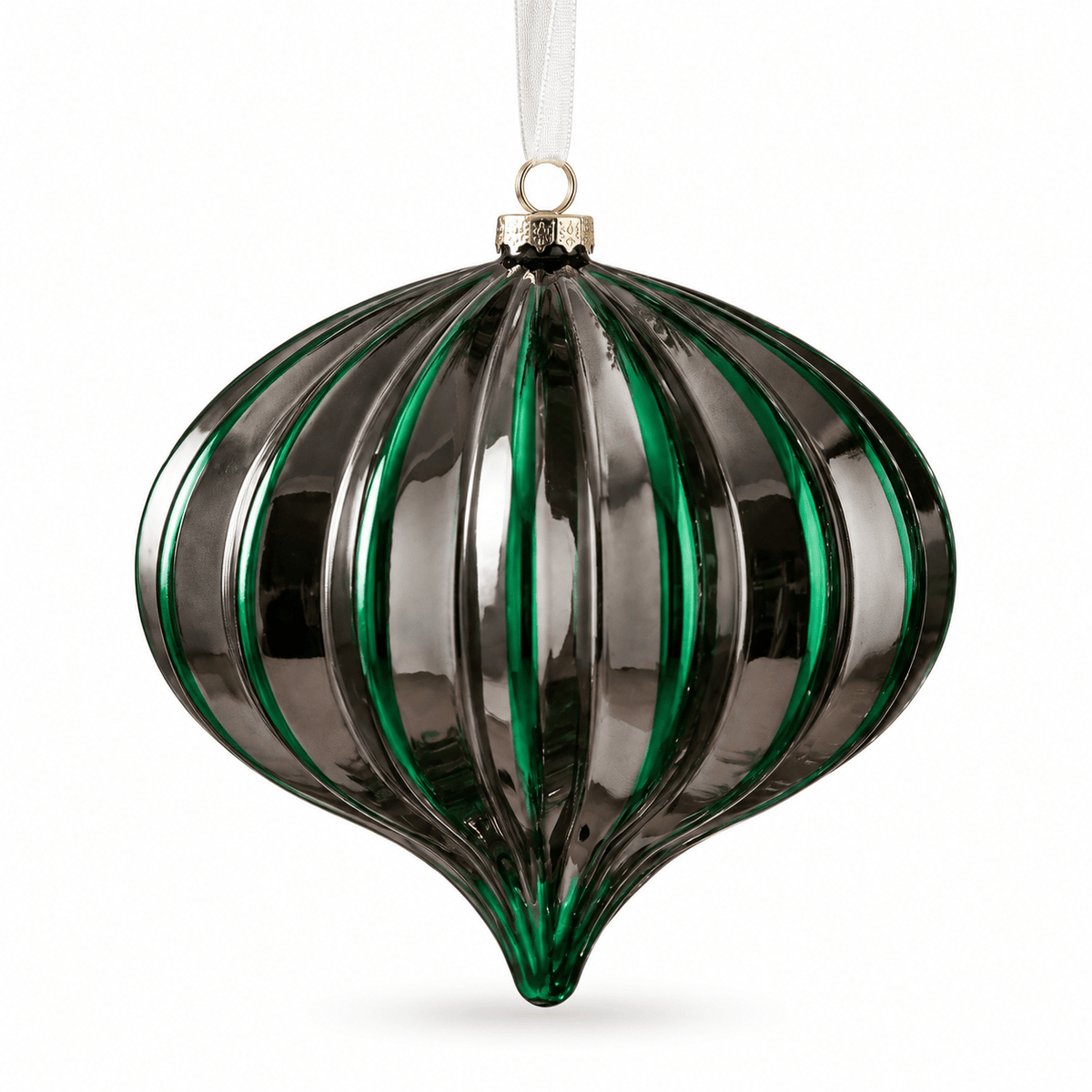 Christmas - Onion Bauble - Black / Green - 15cm - 60486202