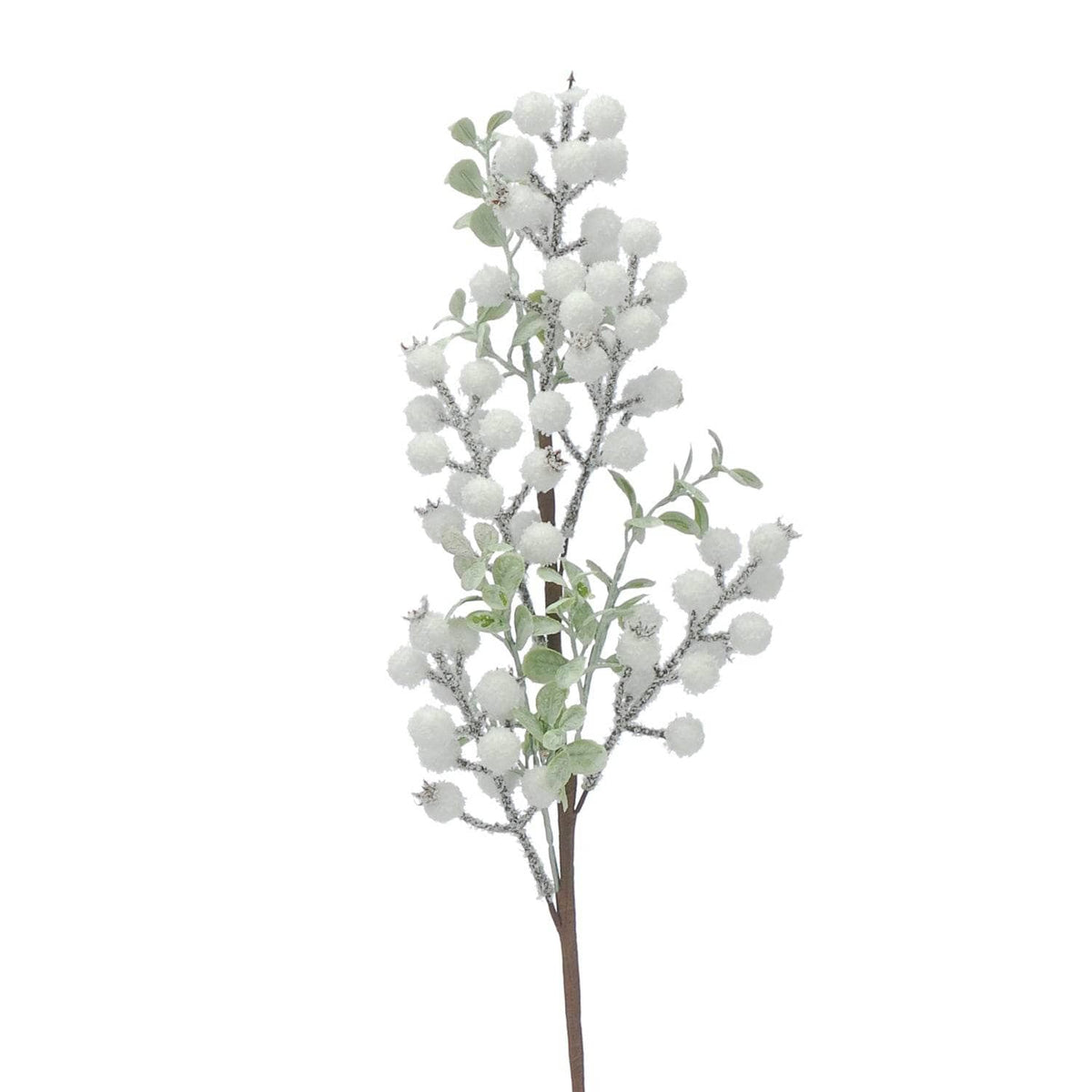 Christmas - White Snow Berry Spray With Frosted Mini Leaf - 58cm - 60484009