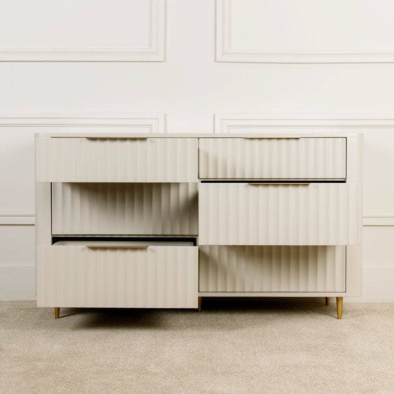 Furniture  -  Sicily 6 Draw Wide Chest - Off-White  -  60008971