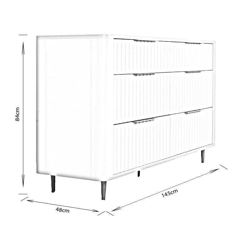 Furniture - Sicily 6 Draw Wide Chest - Off-White - 60008971