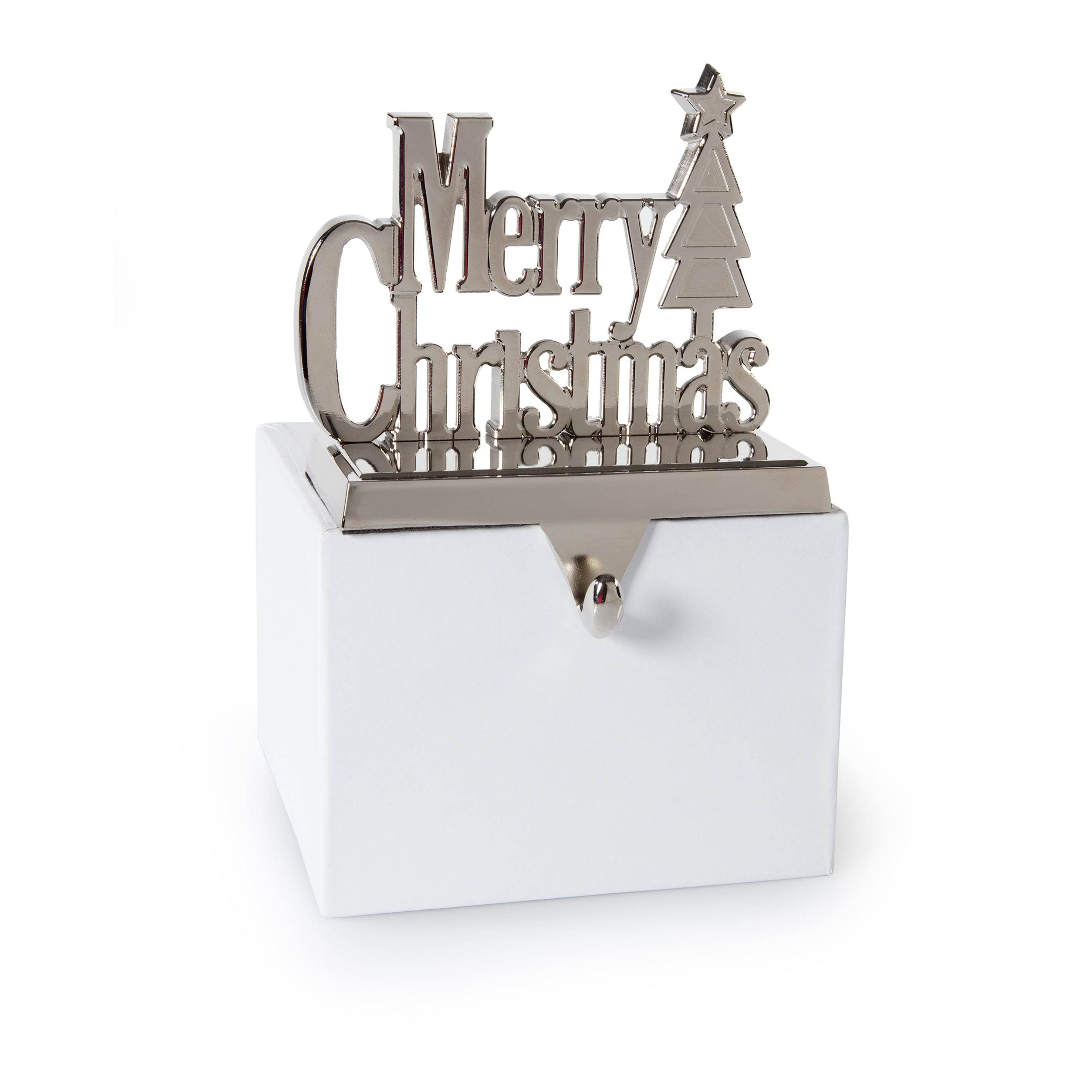 Silver Merry Christmas Stocking Holder 13.5cm Taskers Online Store