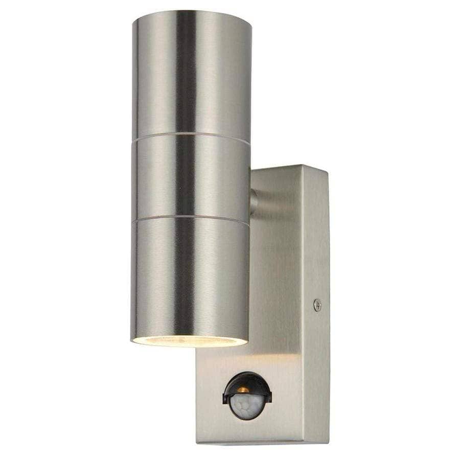 Lights - Strasbourg Up & Down Wall Light With PIR - Brushed Steel - 60010119