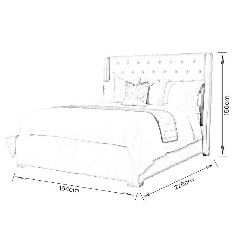 Furniture - Mayfair King Size Fabric Bedframe - Silver - 50155281