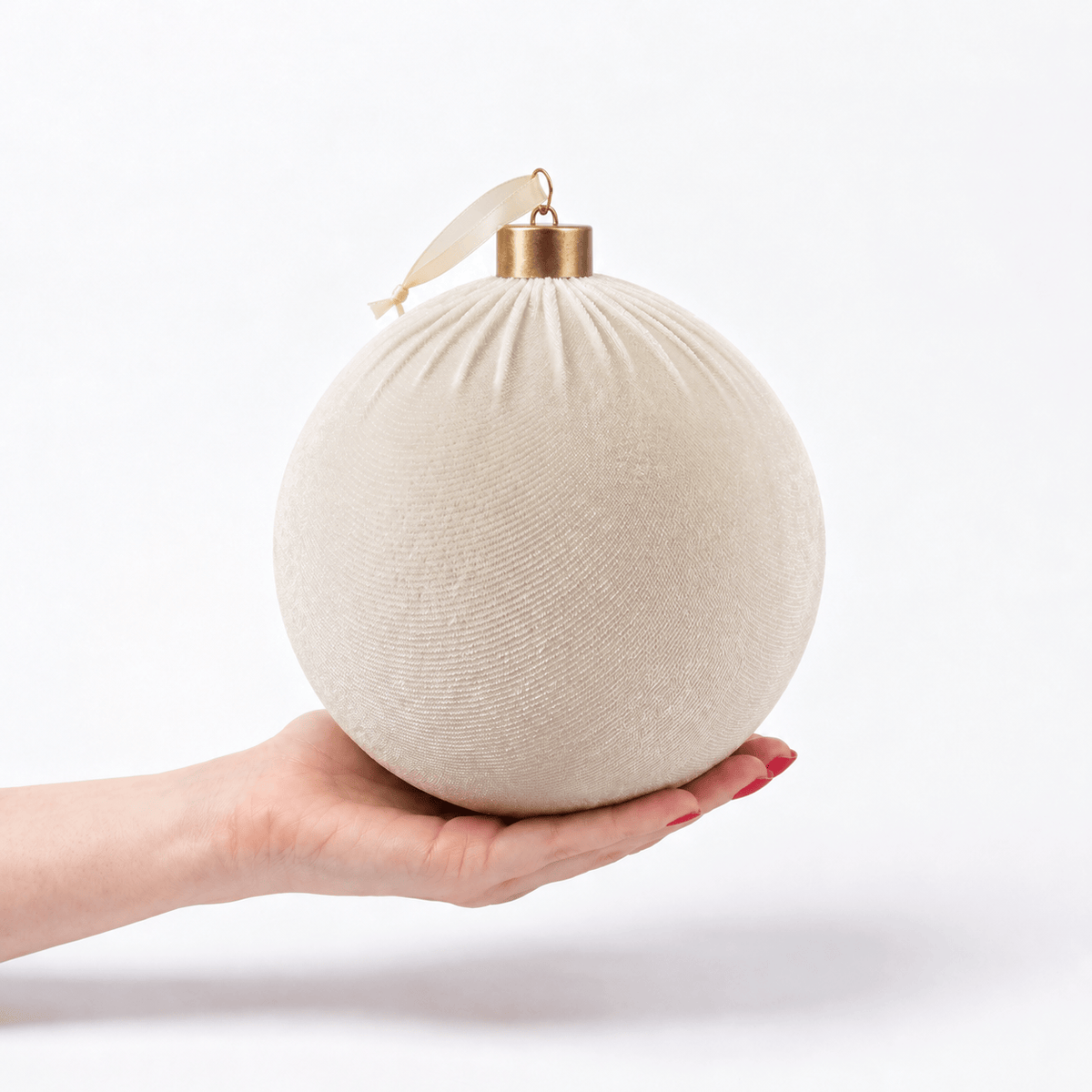 Christmas - Velvet Bauble - Cream - 20cm - 60486100