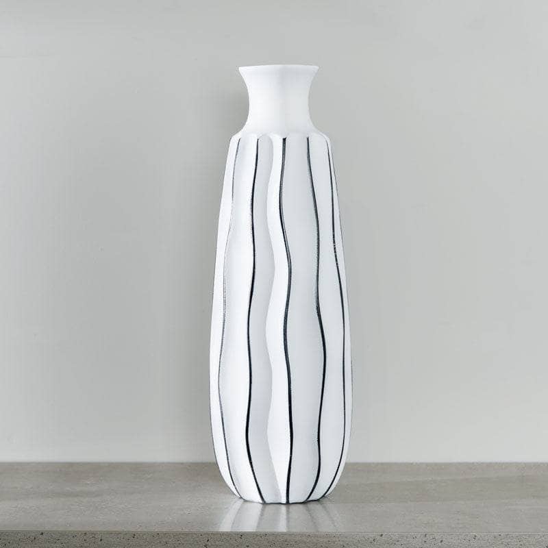 Homeware - White & Black Striped Vase -46cm  -  60008146