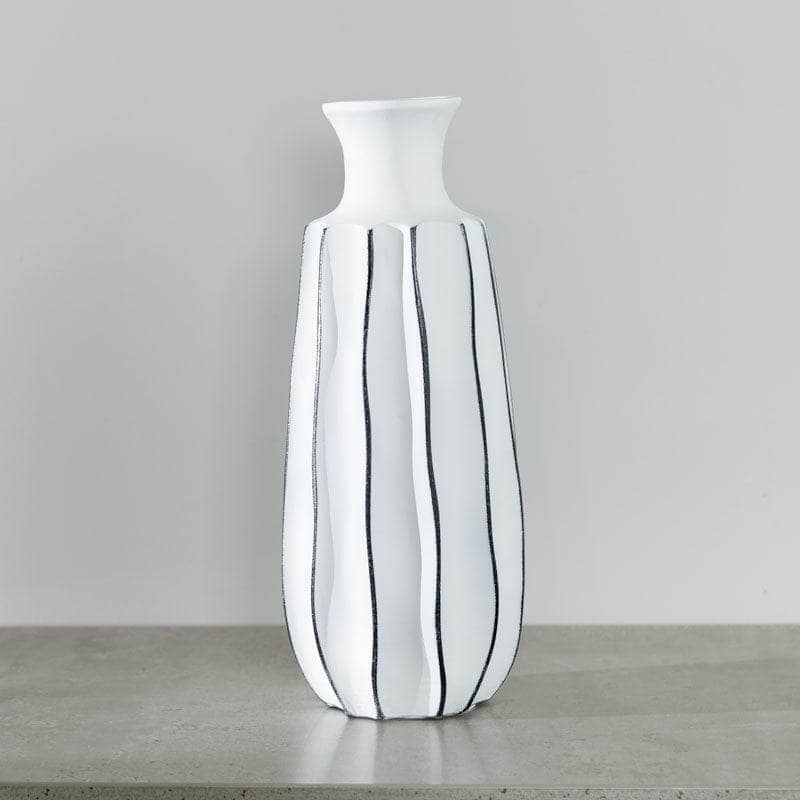 Homeware - White & Black Striped Vase - 35.5cm -  60008144