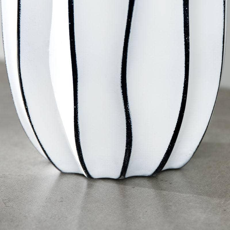 Homeware - White & Black Striped Vase - 35.5cm-  60008144