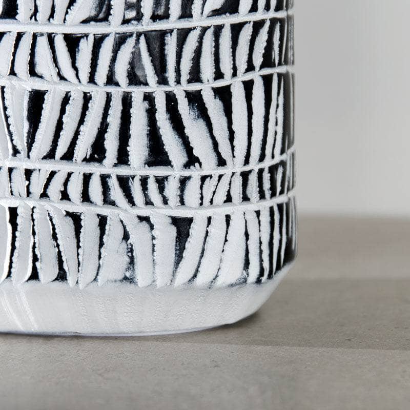 Homeware  - White & Black Tribal Pattern Vase - 40cm  -  60008138