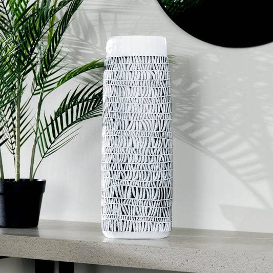 Homeware  - White & Black Tribal Pattern Vase - 50cm  -  60008136
