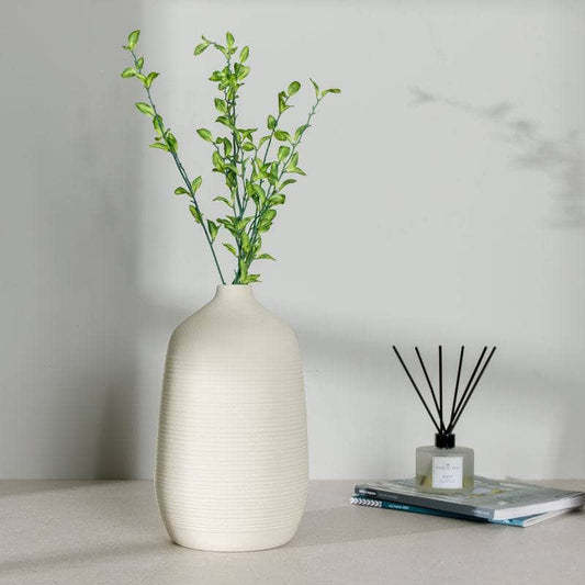 Homeware  -  White Striped Porcelain Vase - 31cm  -  60008364