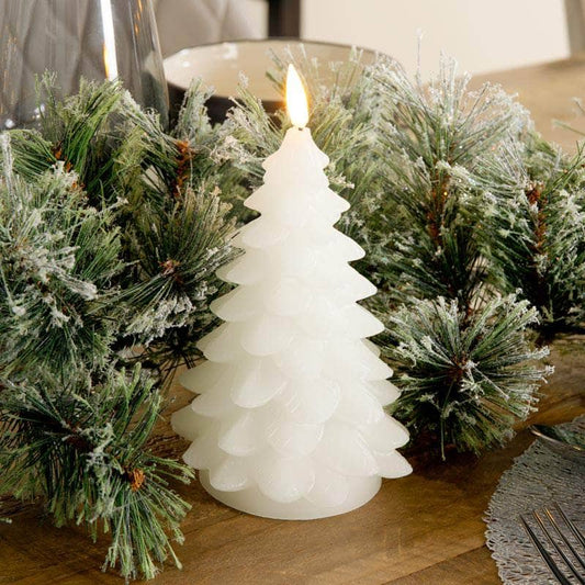 Christmas  -  White Tree LED Candle - 17cm  -  60008469