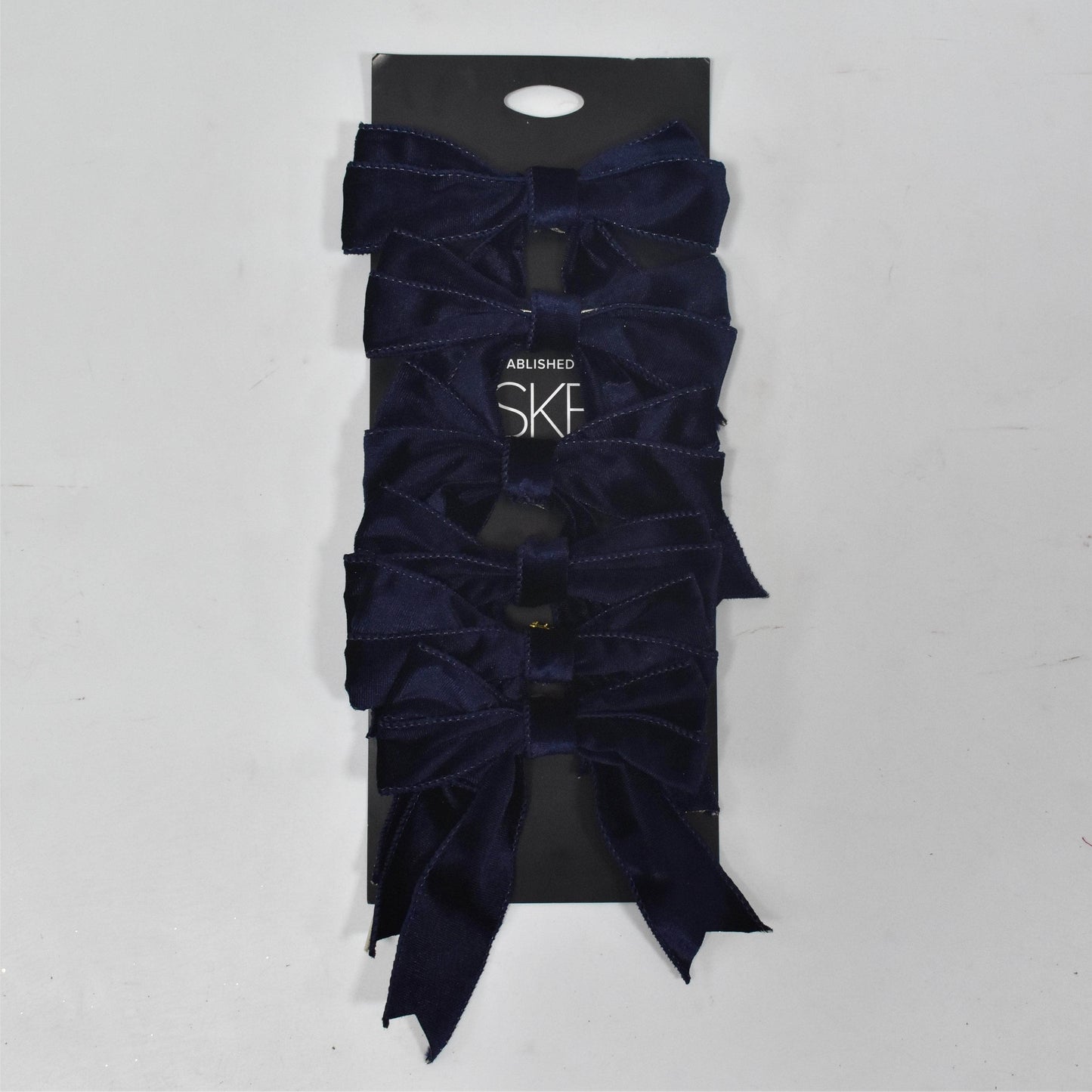 Christmas - Navy Blue 15cm Velvet Bows - Pack of 6 - 60484077