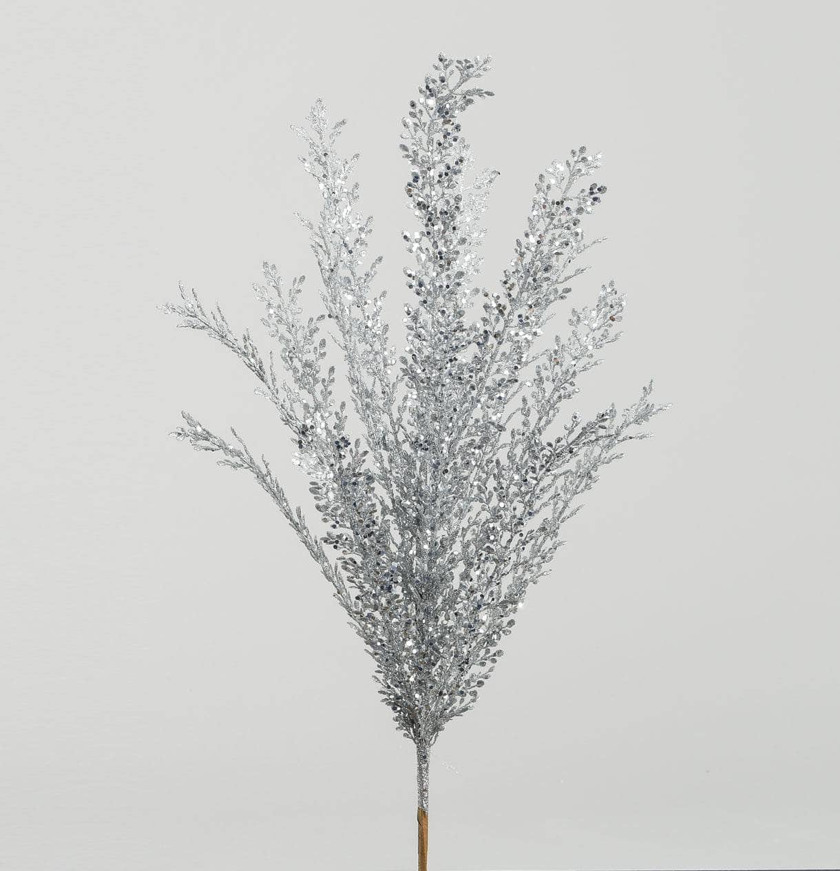 Silver Mini Glitter Leaf Bush - 60cm - 60008621