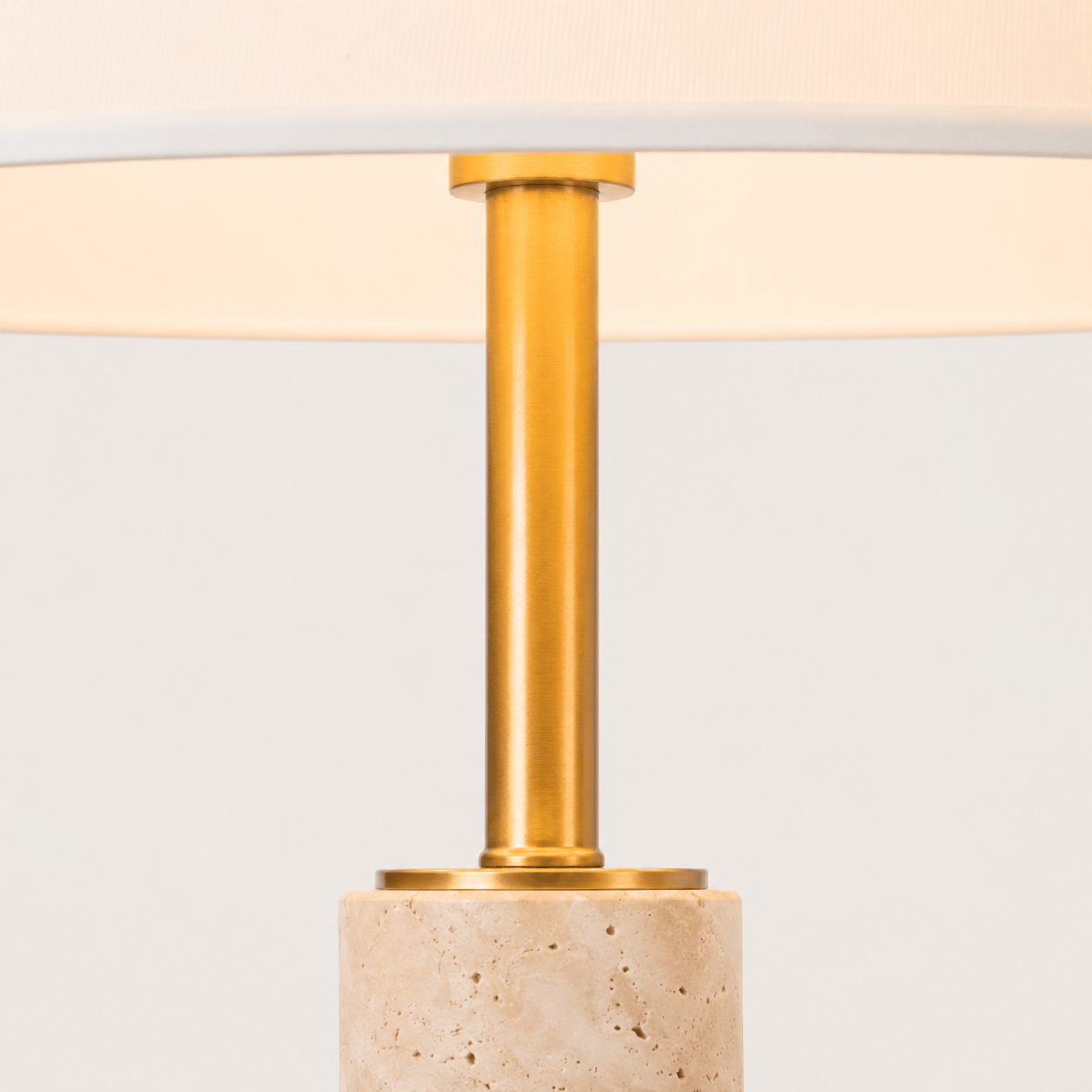 YS 12-0017-1TR Iron & Travertine Table Lamp with Linen Shade