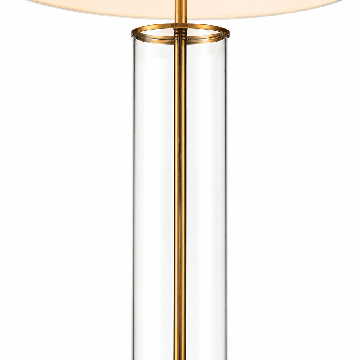 Lights - YS 12-1299-1BB Iron & Glass Table Lamp with Fabric Shade - Brushed Brass - 60485995