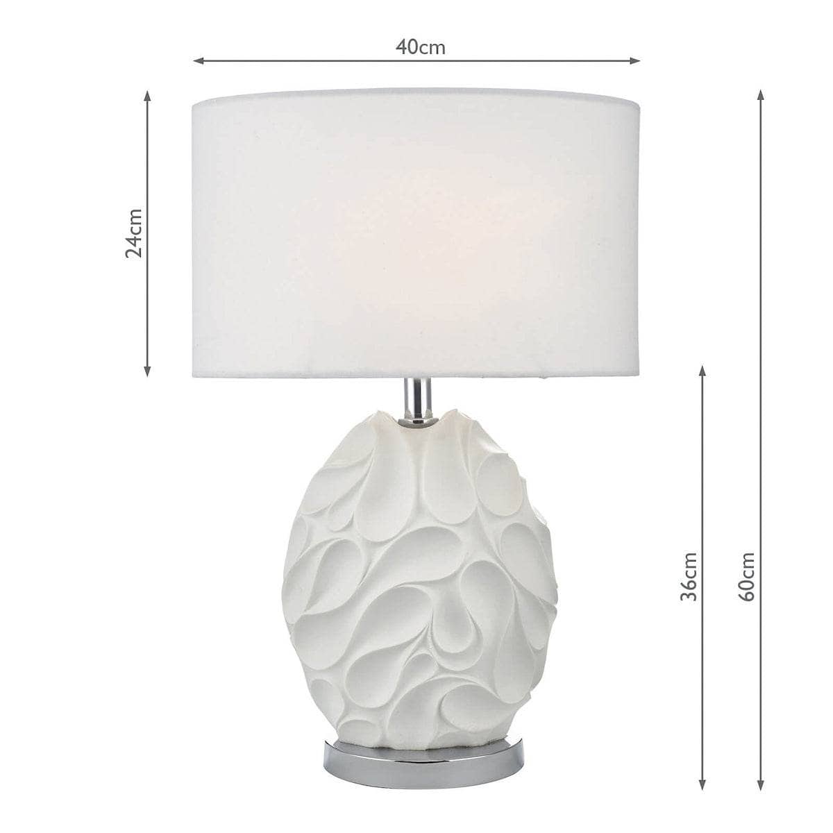 Lights - Zachary Table Lamp White Oval Complete With Shade - 50142073