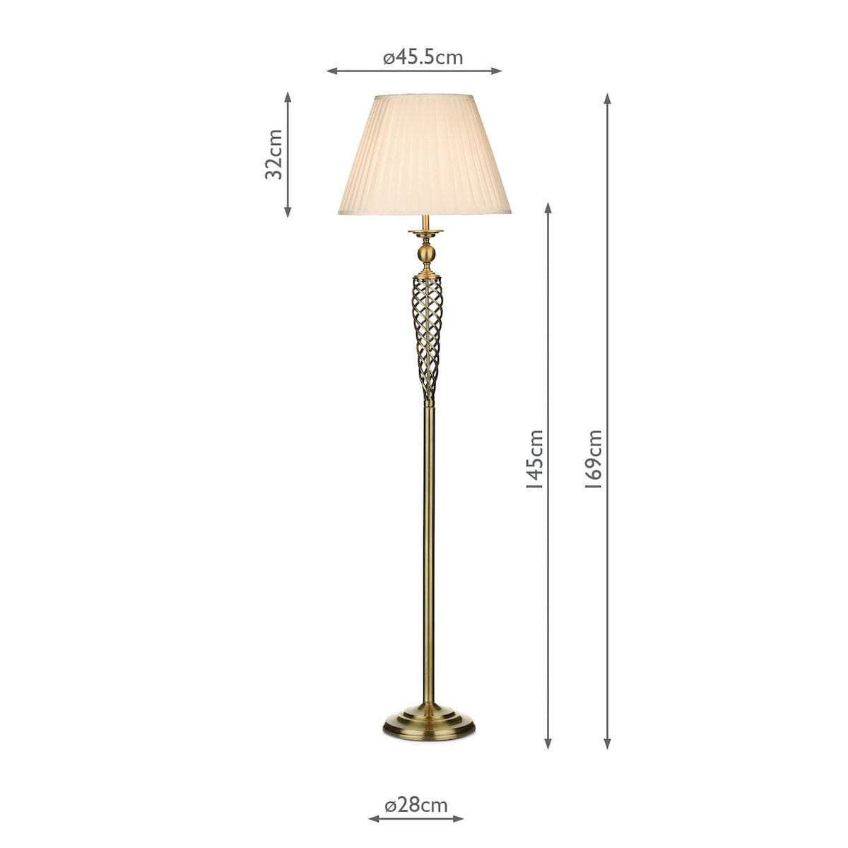 Lights  -  Siam Floor Lamp Complete With Shade Antique Brass  -  50085212